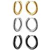 Aroncent 20mm uomo donna Orecchini cerchio piccoli acciaio inossidabile grano argento oro nero(3 coppie)