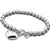 Dankadi Bracciale di Perle per Donna in Argento 925 Larghezza 4MM 6MM Senza e Con Ciondolo a Cuore, Lunghezza 13-21CM Doré Oro Rosa Regalo Festa della Mamma Uomo, 17CM, Argento