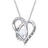 Flyow Collana con ciondolo a forma di cuore in argento Sterling 925 con ciondolo a forma di cuore per donne, ragazze, regali di Natale, Argento sterling, Zirconi opali creati