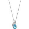 OROVI Ciondolo Donna Oro Bianco 9KT con catena Argento 925 Girocollo con Topazio Azzurro Naturale blu e Diamanti naturali 45 cm, gioiello anallergico confezionato in un elegante astuccio portagioie