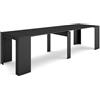 Skraut Home | Consolle allungabile | Tavolo consolle allungabile | 300 | Per 14 persone | Tavolo da pranzo | Stile moderno | Nero