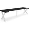 Skraut Home | Consolle allungabile | Tavolo consolle allungabile | 300 | Per 14 persone | Gambe in legno | Stile moderno | Nero