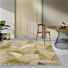 Villeroy & Boch Eugene Tappeto moderno per interni ed esterni, in tessuto piatto, con foglie di palma, resistente alle intemperie e ai raggi UV, per balcone, terrazza, giardino, colore oro, nero, 120