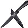 XYJ Kitchen Knife,8 Inch Black Stainless Steel Brisket Knife,Professional Chef Knife,Carving Boning Meat Cleaver BBQ Knife with Ergonomic Handle,Plastic Sheath