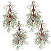 Shibida Rami Vischio Artificiali Aappendere,Shibida 4PCS Steli Vischio Artificiali Decorazione Natalizia con Bacche rosse,Decorazione Natalizia Vischio Vischio Decorativo Appendere Vischio Artificiale