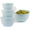 AnefanoozZ 4PCS Set di ciotole per insalata con coperchio, 2L/3L/4L/6L - Blu grandi ciotole per la cucina, realizzate in plastica di alta qualità senza BPA, lavabili in lavastoviglie e adatte al microonde