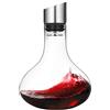 Smaier Decanter per vino, caraffa per vino rosso, decanter con versatore aeratore integrato, 100% vetro soffiato a mano senza piombo con coperchio versatore in acciaio inossidabile, filtro, regalo per vino