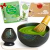 Goodwei Set Matcha Latte - Set da Tè Matcha Giapponese con Ciotola, Frullino in Bambù, Supporto, Cucchiaino e Matcha Biologico - Set da Cerimonia del Tè e Matcha Latte (Rokusho)