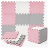 WELLDER Tappeto Puzzle Bambini in EVA Antiscivolo - 18 Pezzi Rosa e Grigio 29,5x29,5 cm, Morbido e Atossico, Tappetone Gioco per Gattonare, Certificato CE, WELLDER