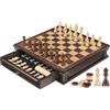 Peradix Set di scacchi magnetici a scacchi con 2 cassetti incorporati, 38,1 cm, classici giochi in legno 2 in 1 con 2 regine extra per bambini e adulti, set da viaggio portatile da gioco di scacchi