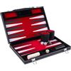 Engelhart - 250516 - Backgammon 15" (38 cm) in Similpelle Cucita - Tavola con Velluto e Cuciture - Aperta: 36x48 cm - Rosso, Nero, Bianco - Valigetta da Backgammon per 2 Giocatori