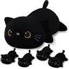 SQEQE Peluche a forma di gatto nero, con 4 bambini, simpatico peluche