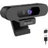 TOALLIN Webcam 4K con WDR, AI Auto-Framing, Picture-in-Picture, doppio microfono integrato, zoom digitale regolabile 5X, webcam FOV 92° per videoconferenze, streaming, videochiamate