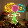 ineonlife Fiore Scritte Neon,Fiore Scritta Led,Insegna Neon per Decorazione Parete, Mazzo di Fiori Insegne Luminose per Camera Ragazza,Soggiorno,Area Relax,Fioreria,Giardino