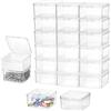QWORK® 18 pezzi scatole in plastica con coperchio, PP scatoline trasparente per gioielli, perline e altro, 65 x 65 x 35 mm