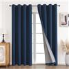 CUCRAF Tenda oscurante con occhielli, 2 pezzi, altezza 245xlarghezza 140 cm, isolamento Qär, effetto lino, per inverno, a risparmio energetico, estiva, per soggiorno, con occhielli, colore: blu
