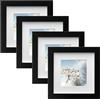 Zyiphor Set di 4 Cornice Foto 15x15cm Cornice Portafoto Quadrata in Legno con Vetro Acrilico Cornici da Tavolo con Passepartout per Montaggio a Parete (Nero)