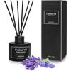 L'odeur Vill Diffusore Profumo Ambiente - 3.4oz (100ml) profumo di Geranio Lavanda con 8 bastoni d'olio, diffusore di aroma nero opaco, profumo domestico di lunga durata per il bagno