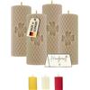 Wachsmann Candele a colonna Wachsmann Pasqua, set da 4, 100% cera d'api, arrotolate a mano, prodotte in Germania, candele di miele con 6 ore di combustione ciascuna