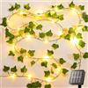 yowin Ghirlanda Luminosa Solare 10M 100 LED Edera Artificiale Ghirlanda | 8 Modalità Luci Esterno, Impermeabile Catena Luminosa Esterno per Interno Esterno Natale Decorazioni
