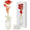 Ruibinlee Rosa Eterna,Regalo Natale Donna San Valentino,Regali per Donna Mamma, Suocera, Nonna, Moglie e Fidanzata, Rosa Galassia in Foglia d'Oro con Vaso,Rosa Stabilizzata