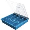 HIMAugbo Portaposate con coperchio, 5 scomparti, plastica, piano di lavoro, viaggi, tagliere da cucina, 30x30x7 cm, blu