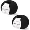 Kalapanta Gomitoli Cashmere e Lana merino extrafine per lavoro a maglia, Lana Gatto Linea Vip, 100 gr., 400 mt, (Nero - 1500, 2)