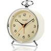 Bcuuozeeing Sveglia analogica retrò, senza ticchettio, 11 cm, rotonda, analogica, con luce notturna, snooze, funzionamento a batteria, rumorosa per chi ha il sonno profondo, bambini, anziani, sveglia, analogica