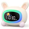 LIORQUE Sveglia per bambini, Sveglia da Comodino con Luce Notturna, Macchina Rumore Bianco, Doppia Allarme, Modalità Weekend, Sveglia Ricaricabile per Allenamento del Sonno Per i Bambini (Coniglio)