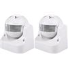 Electraline 58412 Sensore di Presenza di Movimento, Interruttore Crepuscolare e Timer IP44, Bianco (Confezione da 2)