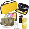 TECHGEAR Switch Lite Accessori - Custodie e Protezione dello schermo per Nintendo Switch Lite, 1x Cover Resistente da Viaggio e 1x Custodia Portatile, 2x Vetro Temperato e Cavo USB 2m [GIALLO]