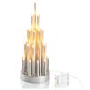 com-four® Piramide luminosa LED, ponte luminoso con 33 LED bianco caldo e timer, arco decorativo per davanzali e tavoli, illuminazione a batteria (1 pezzo - moderno)