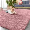 Homaxy Tappeto a pelo lungo, morbido, con fondo antiscivolo, lavabile, per il soggiorno, la cameretta dei bambini, la camera da letto - 120 x 160 cm, Rosa