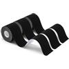 Carehabi Nastro kinesiologico sportivo per i muscoli, 5 m x 5 cm, nastro kinesiologico impermeabile ed elastico per lo sport, 3 rotoli (Nero)
