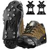XZSUN Tacchetti da ghiaccio, per scarpe da neve e ghiaccio, antiscivolo, con 10 tacchetti, in gomma siliconica, per calzature (L, nero (chiodo in acciaio)