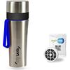 Laica MyLaica Borraccia Personal Deportiva, 0,5 L, Acero Inoxidable, Filtrante, Cromo con Blu