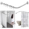 AUBWIG Tenda Doccia Binario Estensibile In Acciaio Inox A Forma Di L Vasca Da Bagno Angolo Doccia Tenda Asta Nessuna Foratura Per Negozio Di Abbigliamento Bagno(90-130cmx90-130cm)