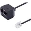 1aTTack.de 1x 0,1 m - Adattatore di accoppiamento da spina RJ11 a 2x RJ11 0,1 m Contatti placcati in oro Alloggiamento in ABS Non schermato