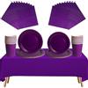 ZSYIULIA Set di stoviglie usa e getta viola da 69 pezzi: 20 tovaglioli, 16 tazze, 16 piatti da 17,8 cm e 22,9 cm, 1 tovaglia viola, stoviglie biodegradabili per compleanni, matrimoni, feste di Natale per