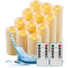 Fanzir Candele LED impermeabili timer telecomando, candela elettrica tremolante alimentata a batteria da esterno, D5,5 cm x H10 cm 13 cm 15 cm 17 cm Plastica 12 pezzi