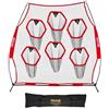 VEVOR Rete da Allenamento Portatile Rete Rimbalzo per Calcio Rugby Baseball 274 x 106 x 243 cm con 6 Tasche per Bersagli, Borsa Portaoggetti Portatile e Cinghie, Allenamento con Bersaglio, Rosso