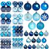 LOVEINUSA Set di 100 palline di Natale, infrangibili, assortite, blu, glitterate, decorazioni da appendere per albero di Natale, ghirlande, feste di Natale
