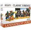 Wargames Atlantic: Landsknecht Ogres & The Vain - 9 statuine in plastica dura multiparte, 28 mm, prodotte negli Stati Uniti, età 168+