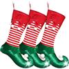 LOVYAWEJ Set di 2 calze natalizie, 50 cm, calze da elfo, allegre rosse e verdi, scarpe nane personalizzate, decorazione da appendere per feste, feste e feste