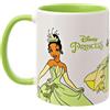 Widdop and Co. - Disney La Principessa e il Ranocchio - Tazza Tiana - Tazza in gres smaltato verde/bianco con icone e cattivi - Licenza ufficiale Disney Merchendise (325 ml).