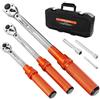 VEVOR Set Chiavi Dinamometriche Clic, 3 Pezzi, 10-170 lbf-ft 5-45 lbf-ft 20-240 lbf-in Chiave Dinamometrica a Scatto, Bidirezionali e Bilance a Doppia Portata, 72 Denti, per Riparazione Biciclette
