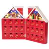 Brubaker Calendario dell'Avvento Riutilizzabile in Legno da riempire - casa di Natale Rossa con presepe e Illuminazione a LED - Calendario di Natale Fai-da-Te 21 x 9 x 30 cm