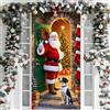 FOSDICK Decorazione Natalizie per Porta, Copertura per Porta Natale con Design Babbo Natale, Decorazione Natalizia per Interno ed Esterno, Porta d'Ingresso e Pareti, 180x90cm