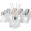 Doni Bomboniere - 10 Bottiglie vuote in Vetro da 50 ml con Bastoncini Legno per Profumatore Ambiente - Diffusori di Oli Essenziali per la Casa Bagno Salotto, Arredo Decorativi (Silver)