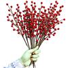 WsCrofts 12 steli di bacche rosse, 34,3 cm, impermeabili, rami di bacche artificiali bordeaux, per casa, vacanze, matrimoni, fai da te, decorazioni per albero di Natale